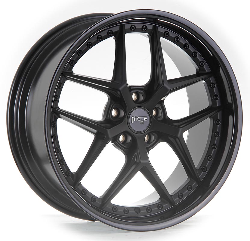 Rin 19 8.5 5X112 Ms M226-VICE Satin Black Gloss Black Lip ET42 CB66.5