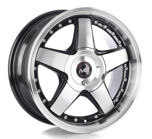 [154100/114.37MS55081BMFCRET3073.1] Rin 15 7 4x100/114.3 Ms 55081 BLACK MACHINE FACE CHROME RIVETS ET30 CB73.1